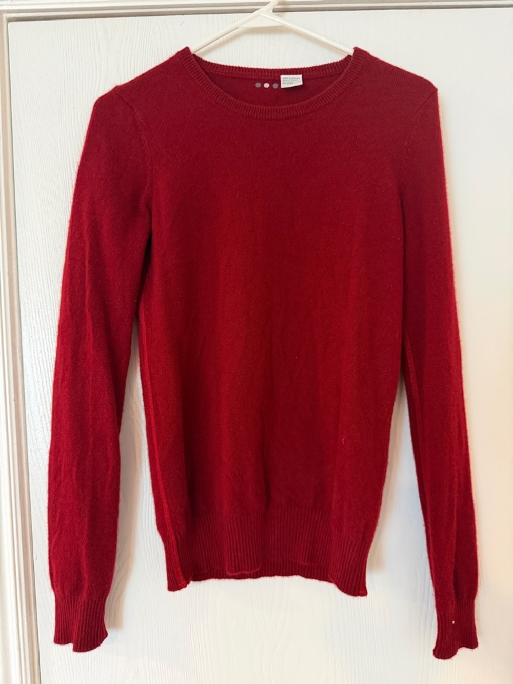 Classic 100% Cashmere Red Crewneck Women's Sweater